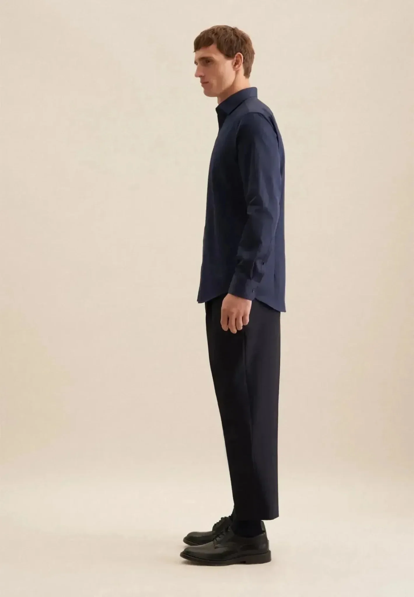 Seidensticker Shaped Fit Easy Iron New Kent Business Shirt Dark Blue - Image 7