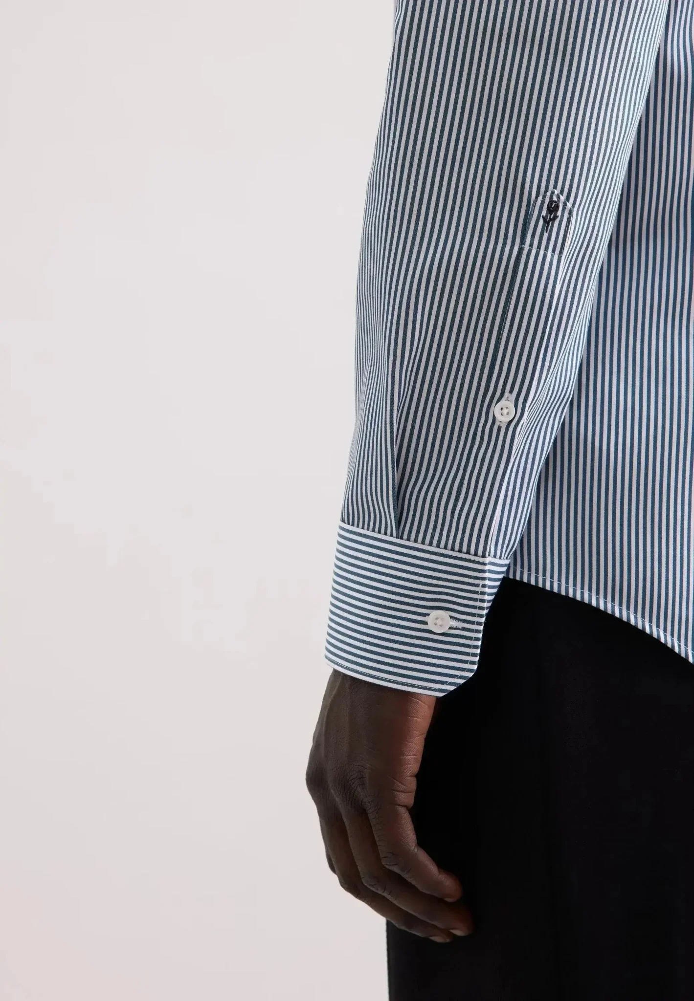 Seidensticker Shaped Fit Easy Iron New Kent Striped Business Shirt Dark Teal - Image 5