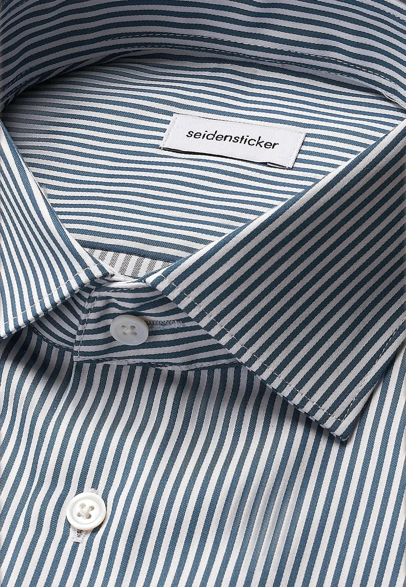 Seidensticker Shaped Fit Easy Iron New Kent Striped Business Shirt Dark Teal - Image 8