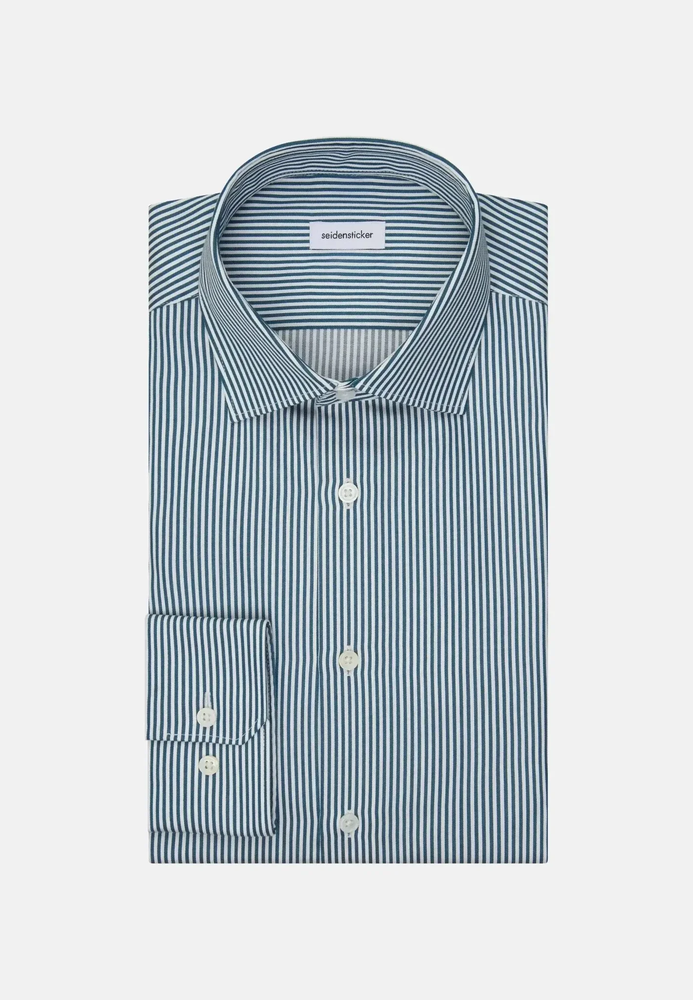 Seidensticker Shaped Fit Easy Iron New Kent Striped Business Shirt Dark Teal - Image 9