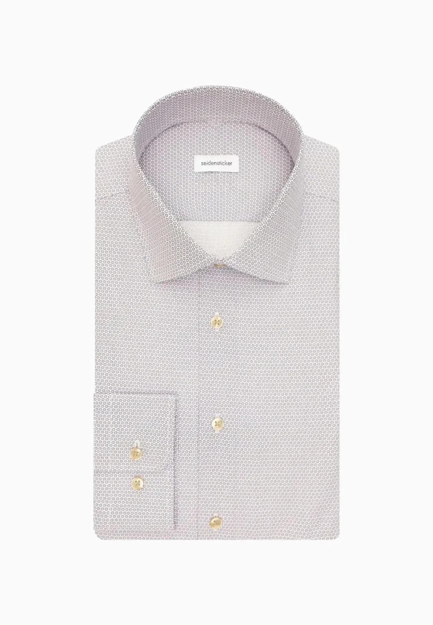 Seidensticker Slim Fit Business Kent Print Pattern Business Shirt Beige - Image 9