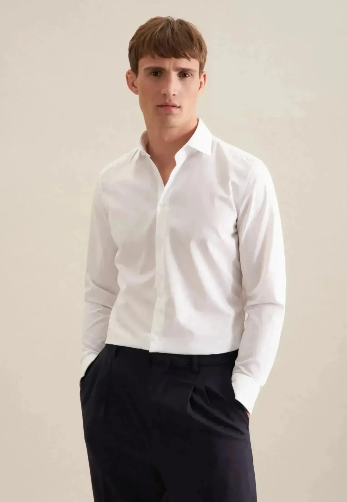 Seidensticker Slim Fit No Iron Kent Collar Business Shirt White - Image 2