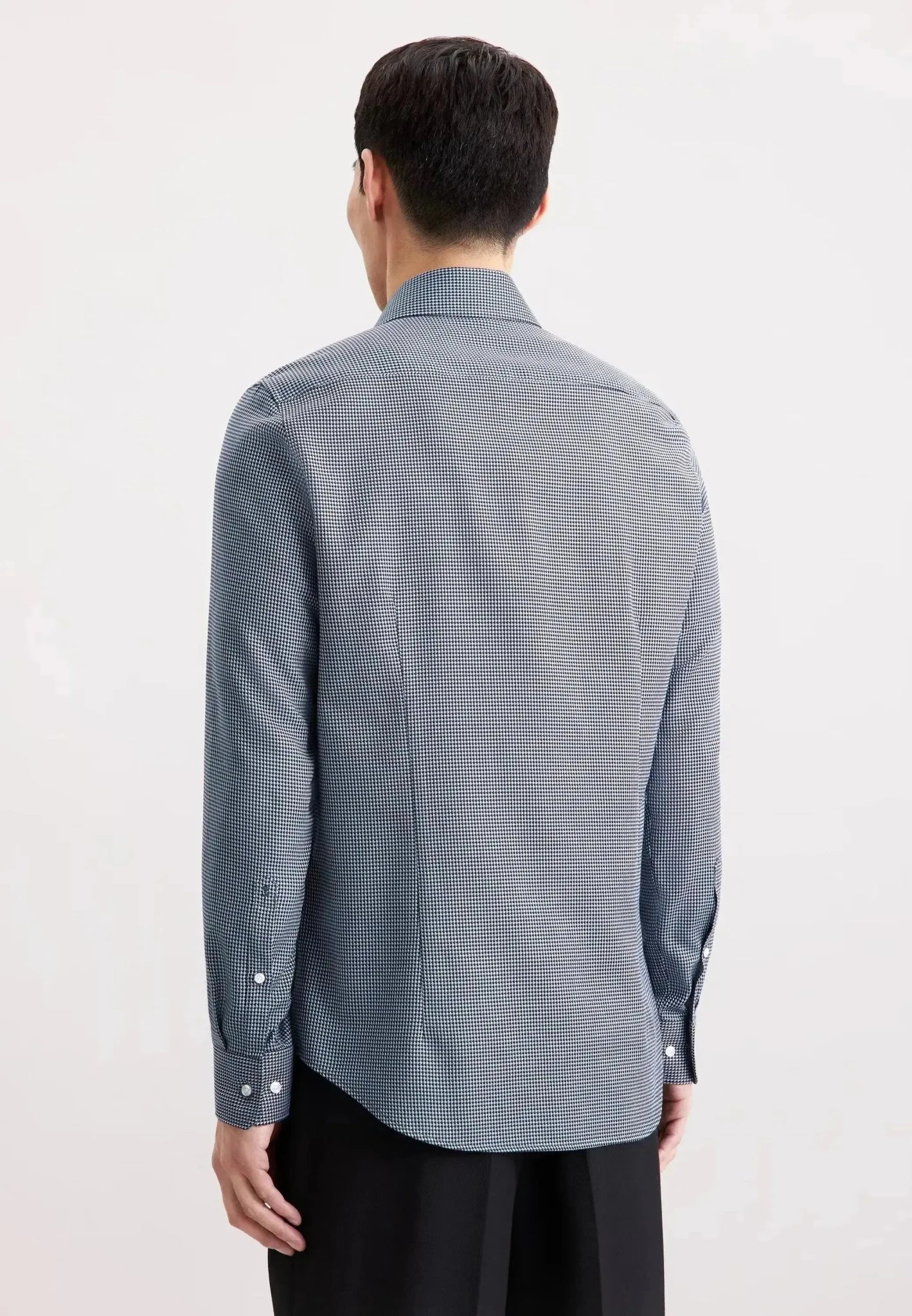 Seidensticker Slim Fit No Iron Spread Kent Pepita Business Shirt Dark Blue - Image 3