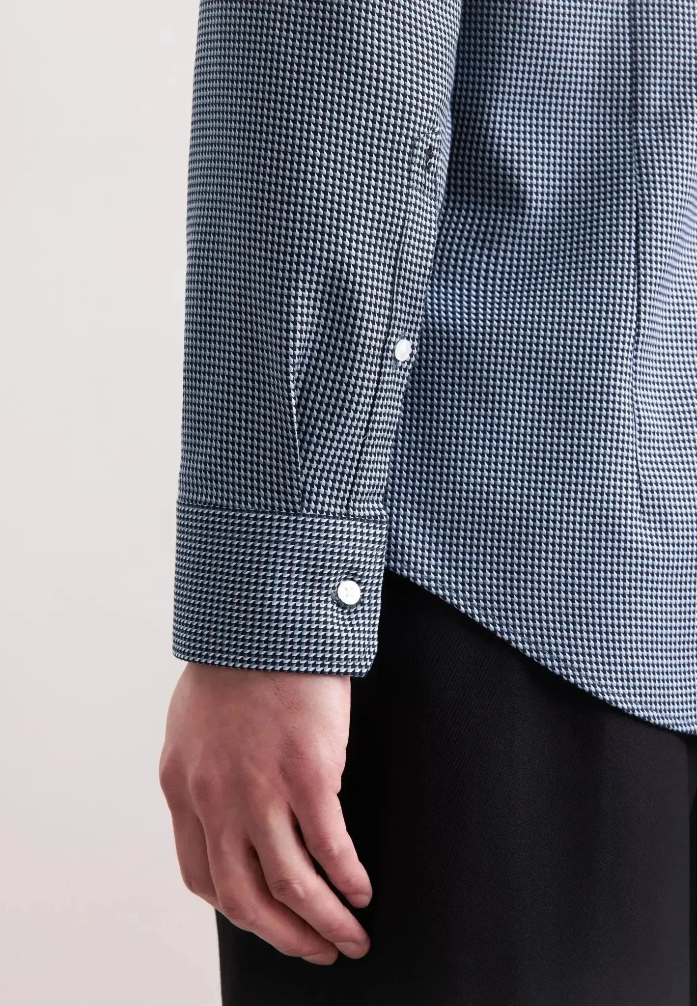 Seidensticker Slim Fit No Iron Spread Kent Pepita Business Shirt Dark Blue - Image 5