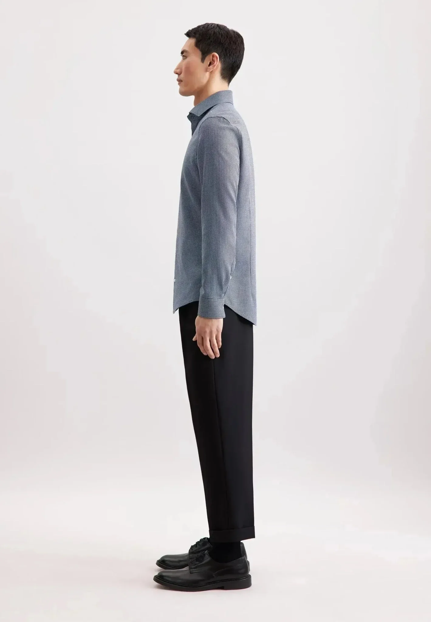 Seidensticker Slim Fit No Iron Spread Kent Pepita Business Shirt Dark Blue - Image 7