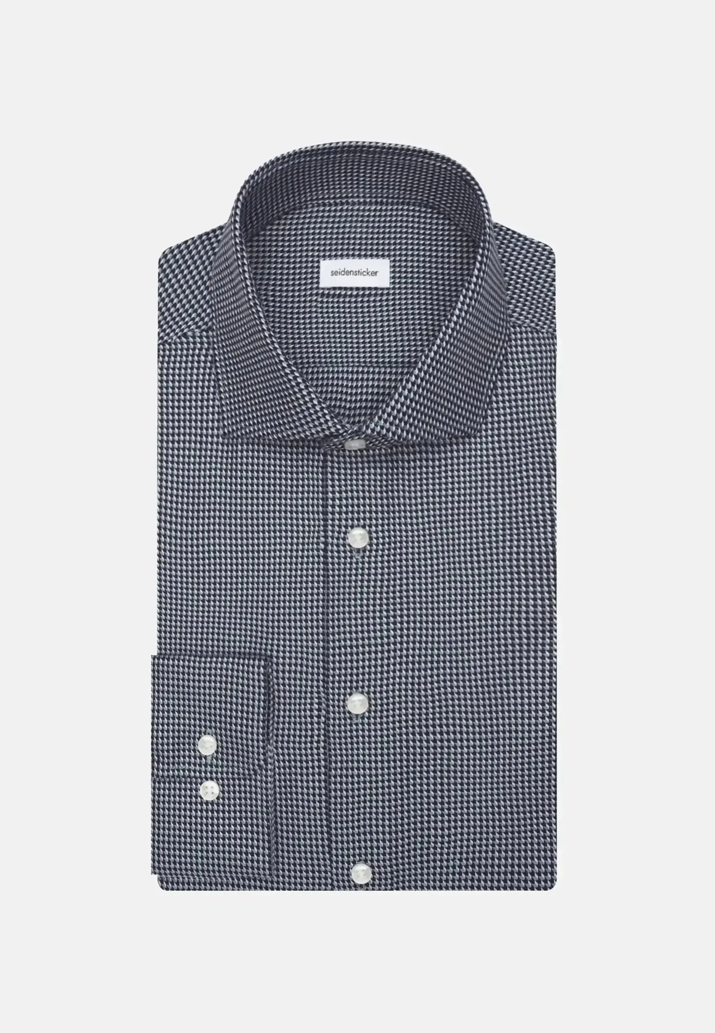 Seidensticker Slim Fit No Iron Spread Kent Pepita Business Shirt Dark Blue - Image 9