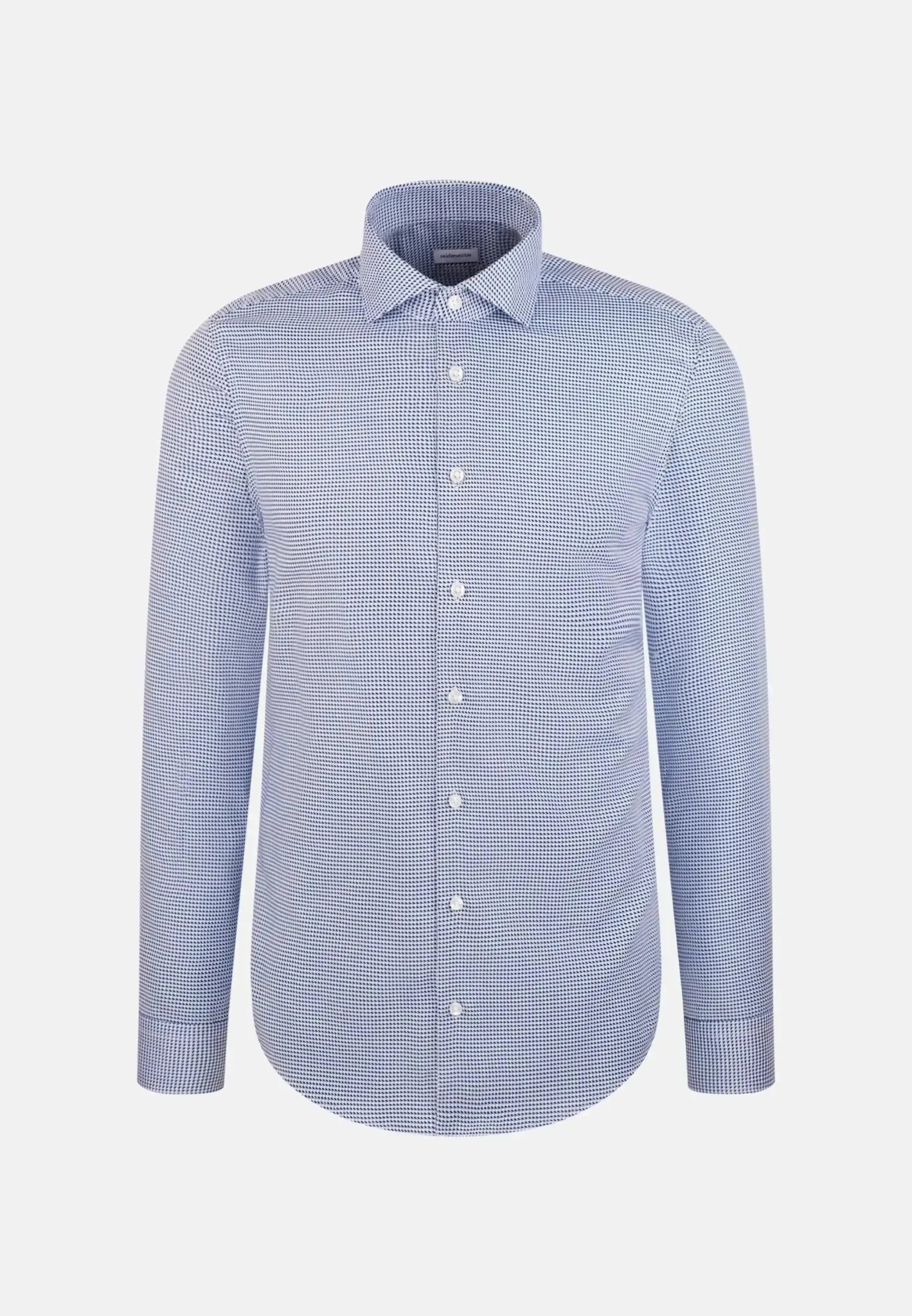 Seidensticker Slim Fit No Iron Spread Kent Pepita Business Shirt Mid Blue