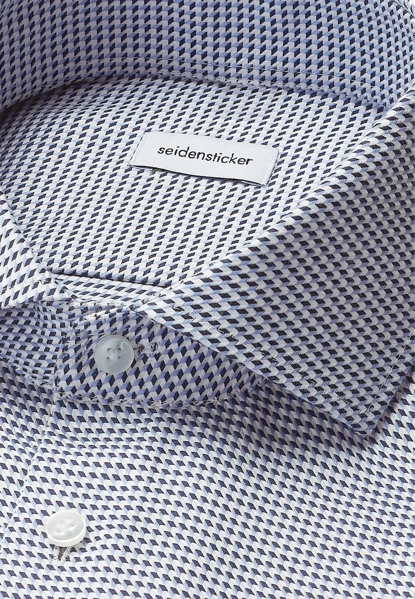 Seidensticker Slim Fit No Iron Spread Kent Pepita Business Shirt Mid Blue - Image 8