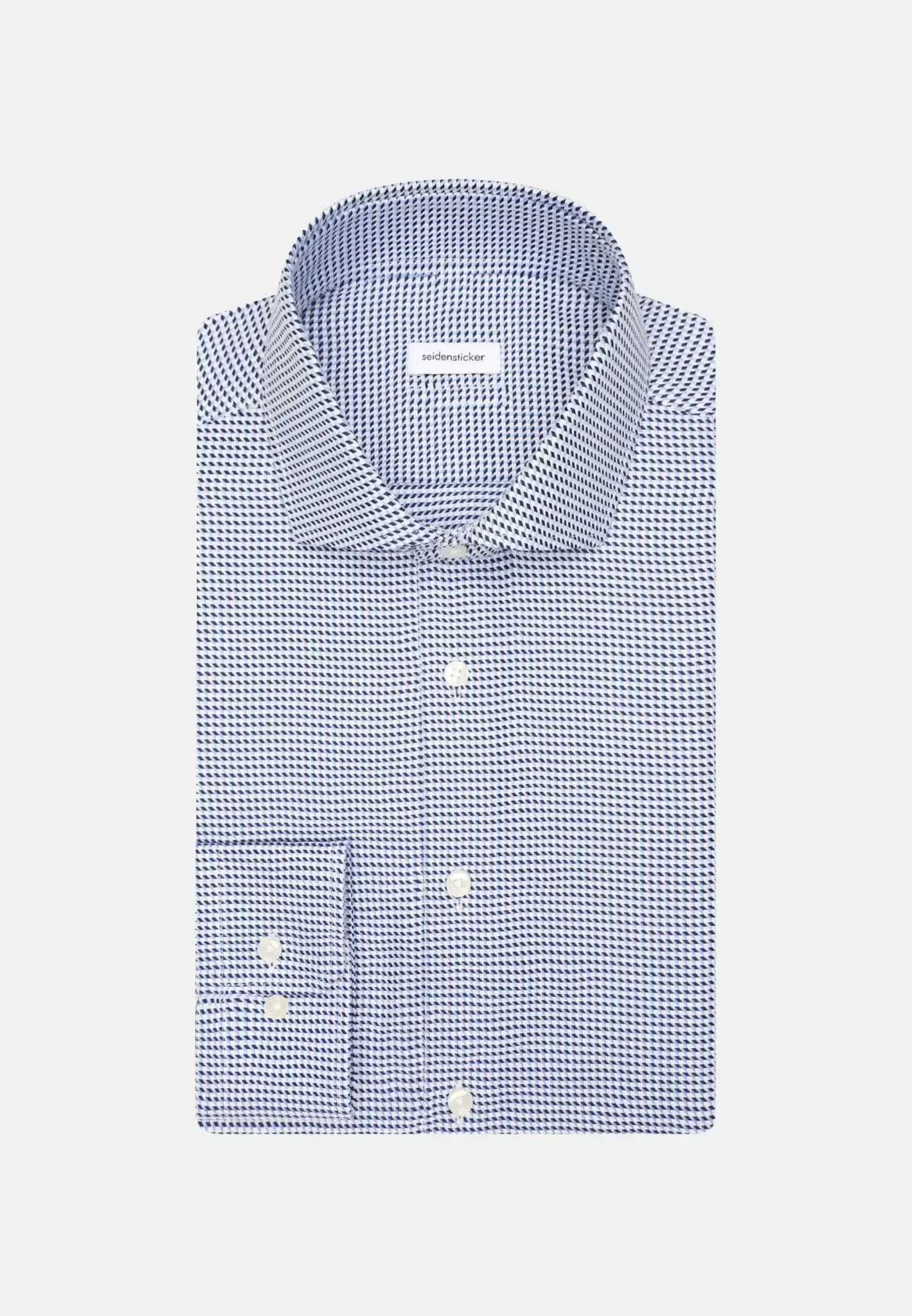 Seidensticker Slim Fit No Iron Spread Kent Pepita Business Shirt Mid Blue - Image 9