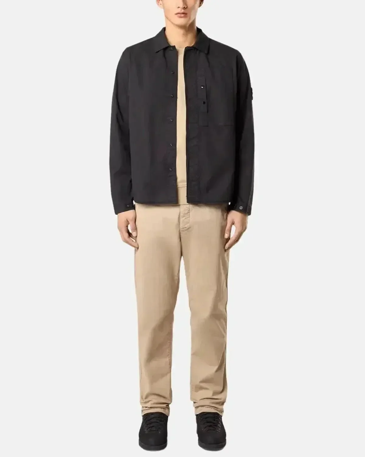 STONE ISLAND 1200033 SUPIMA COTTON TWILL STRETCH-TC OVERSHIRT BLACK - Image 3
