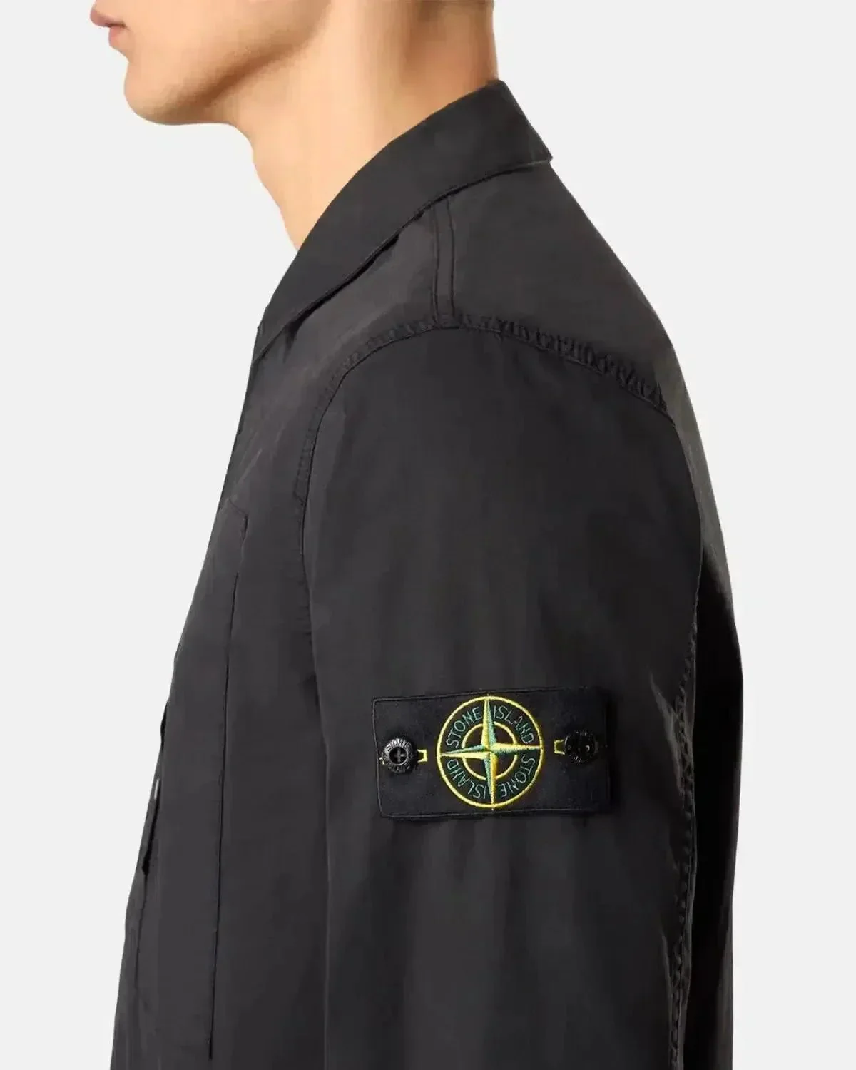STONE ISLAND 1200033 SUPIMA COTTON TWILL STRETCH-TC OVERSHIRT BLACK - Image 7
