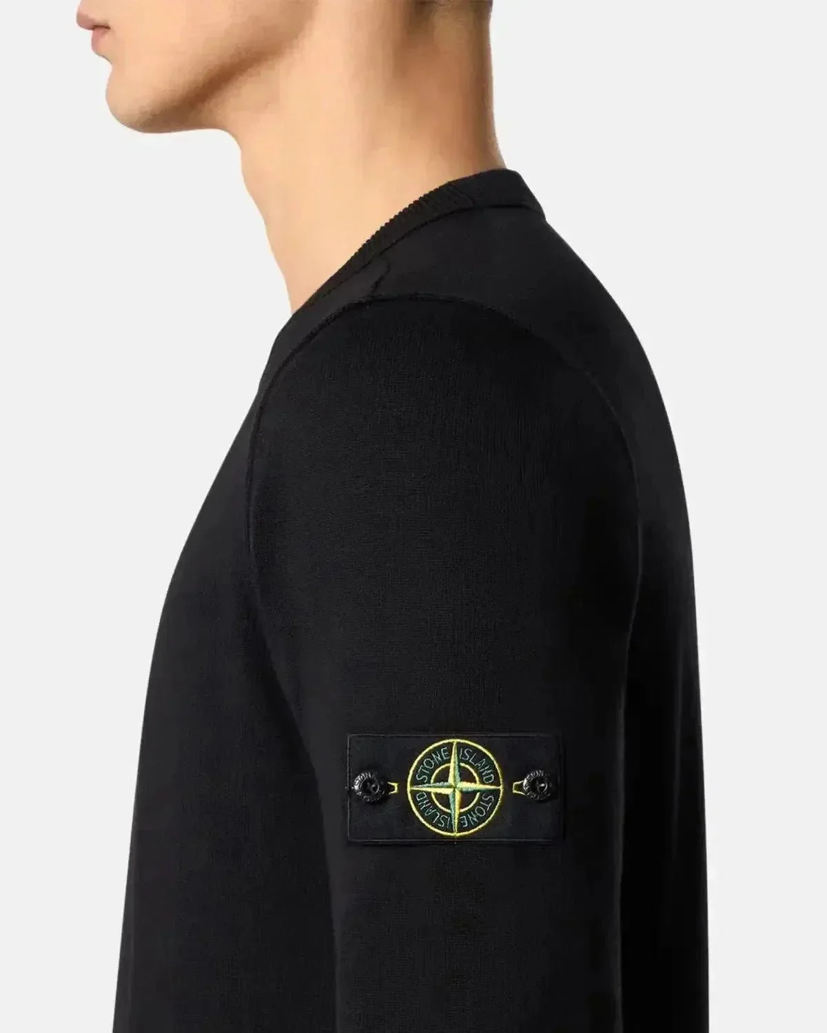 STONE ISLAND 5100053 SOFT ORGANIC COTTON CREWNECK KNIT BLACK - Image 6