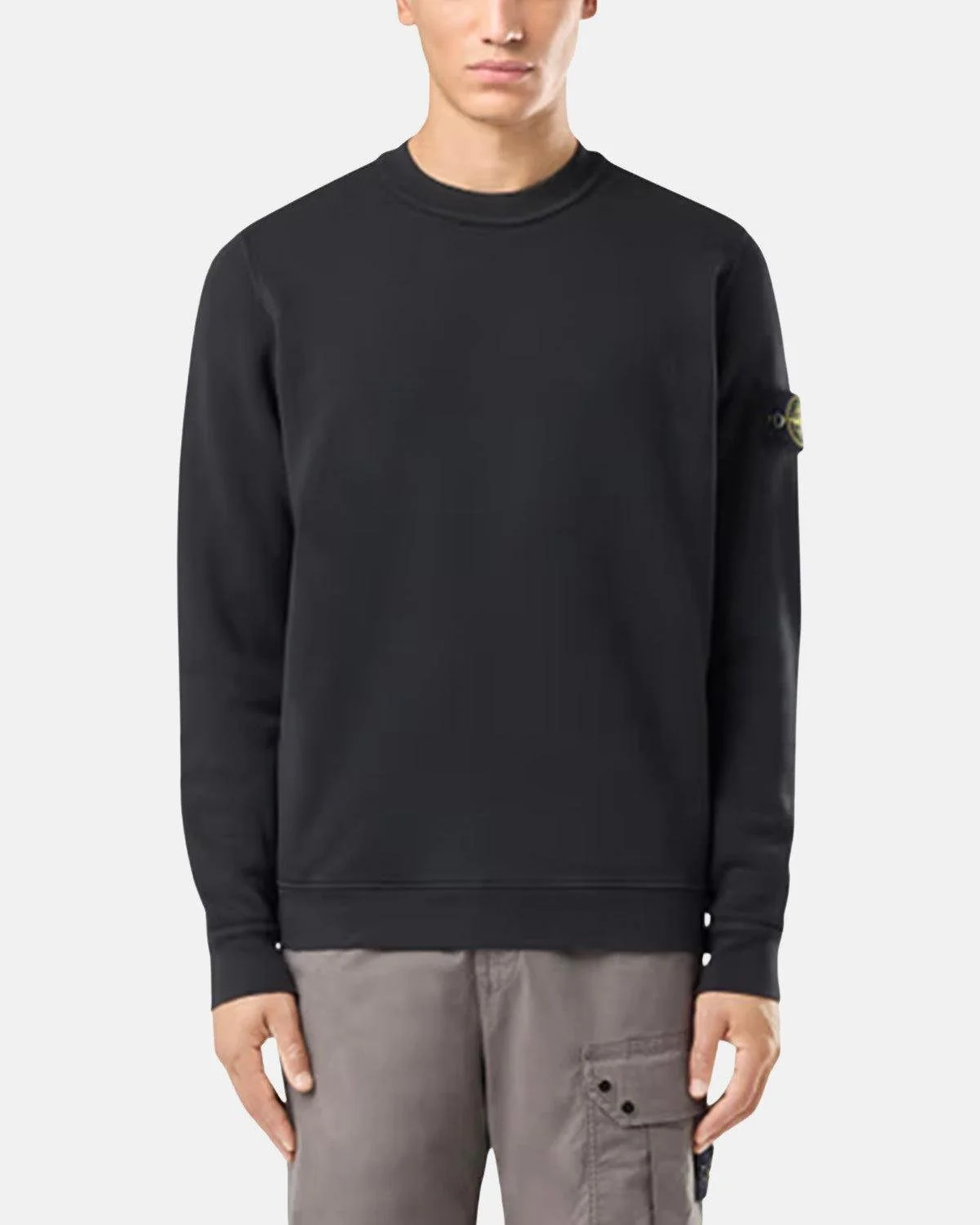 STONE ISLAND 61241 ORGANIC DIAGONAL FLEECE OLD EFFECT SWEATSHIRT BLACK - Image 2