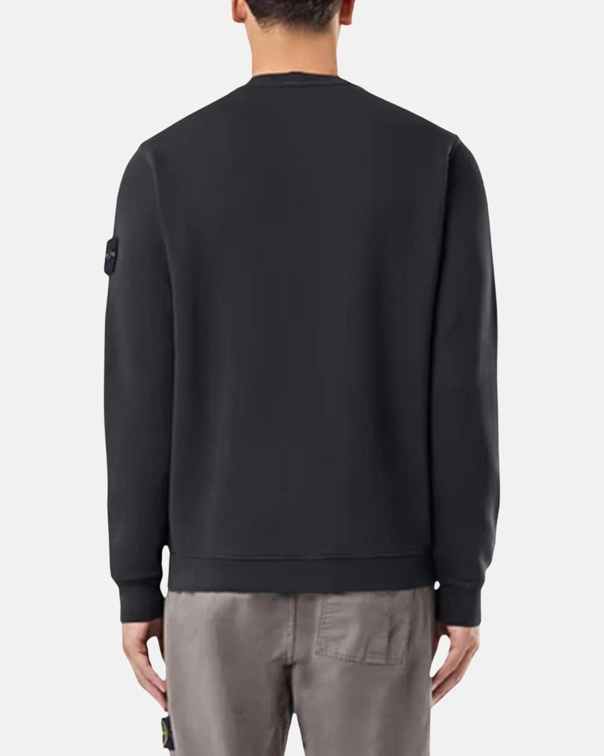 STONE ISLAND 61241 ORGANIC DIAGONAL FLEECE OLD EFFECT SWEATSHIRT BLACK - Image 3
