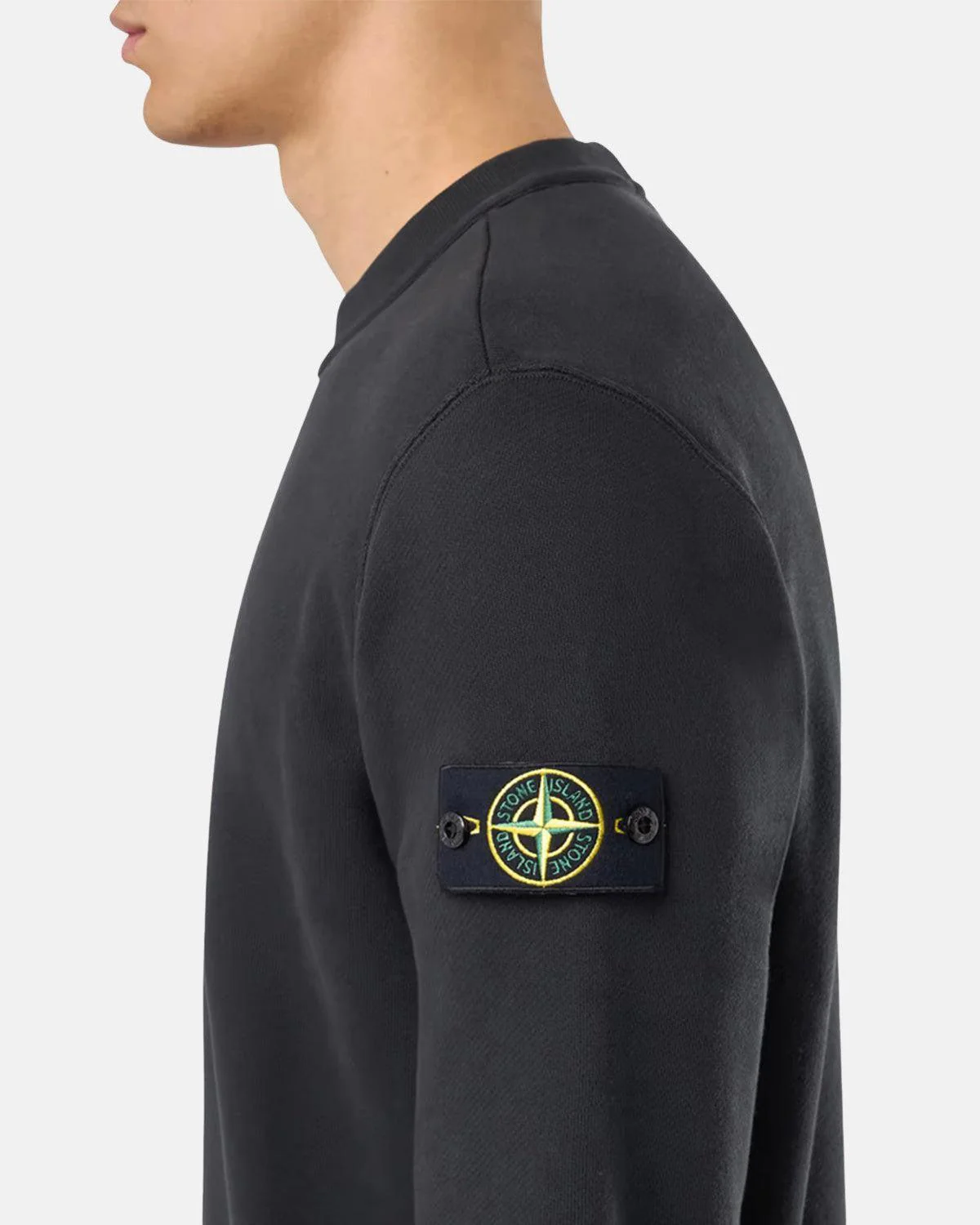 STONE ISLAND 61241 ORGANIC DIAGONAL FLEECE OLD EFFECT SWEATSHIRT BLACK - Image 4