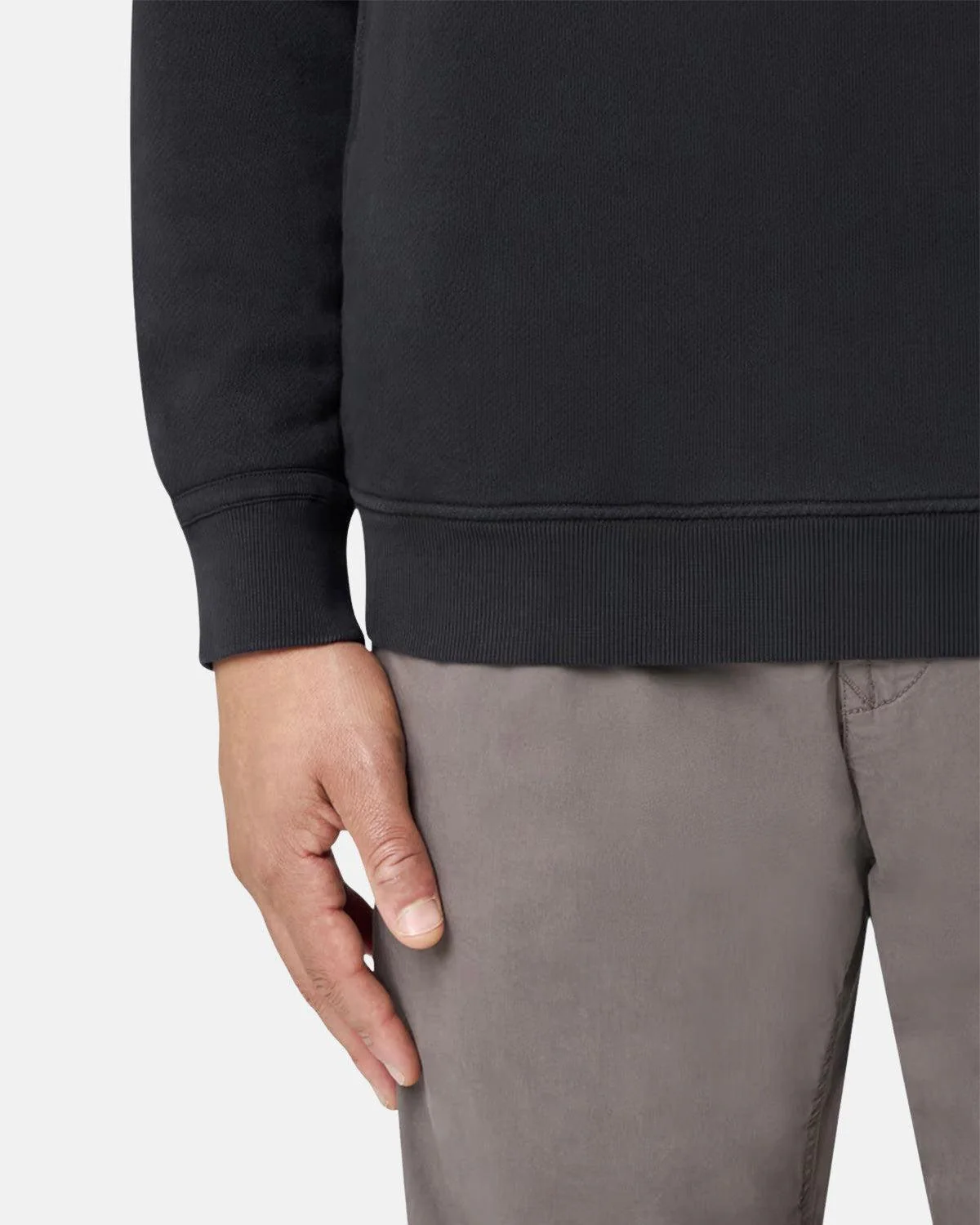 STONE ISLAND 61241 ORGANIC DIAGONAL FLEECE OLD EFFECT SWEATSHIRT BLACK - Image 5
