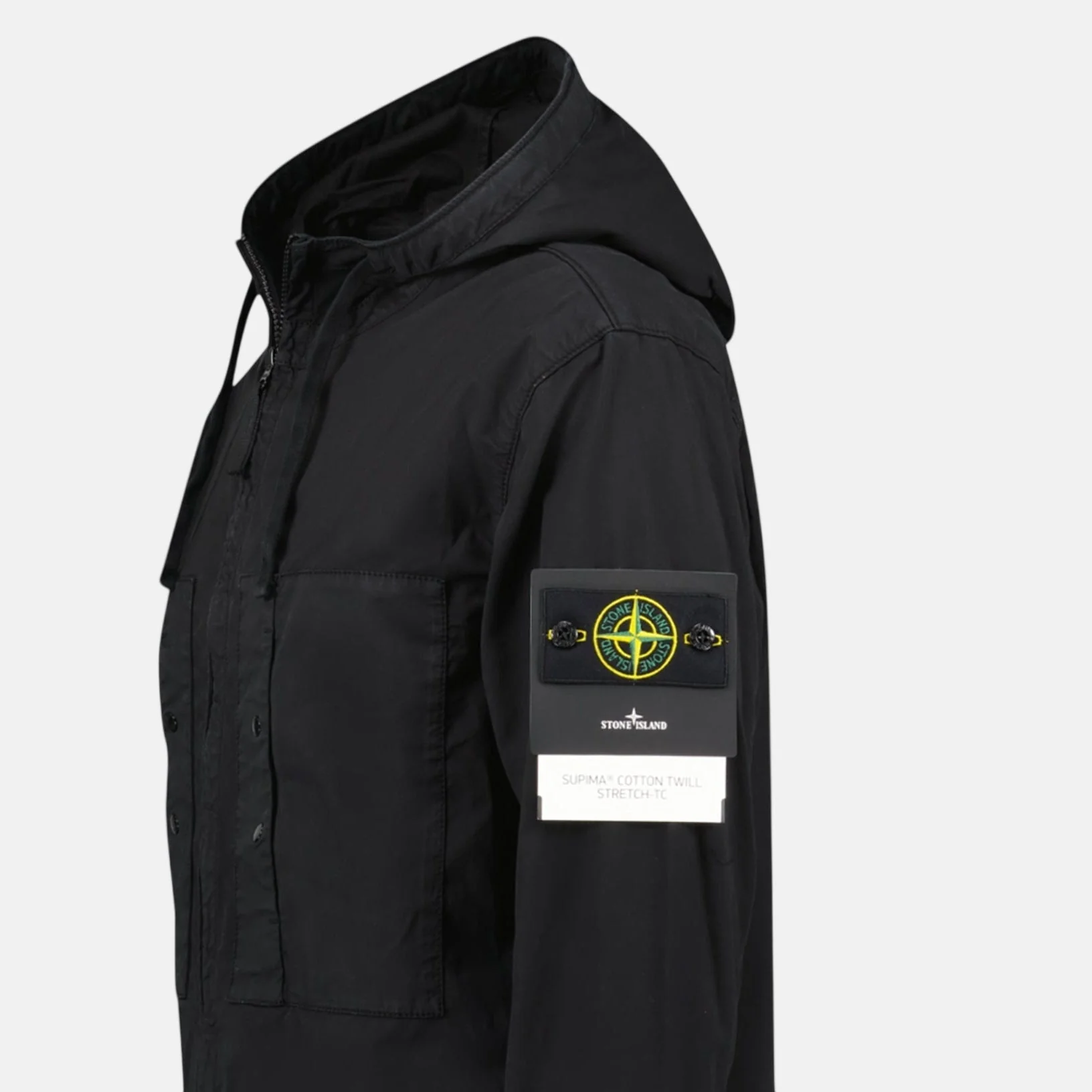 Stone Island Chest Pocket Hooded Jacket Black - Image 3