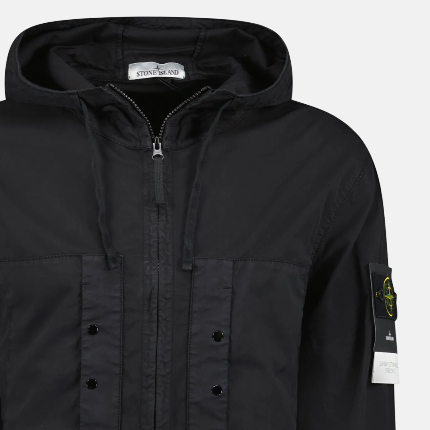 Stone Island Chest Pocket Hooded Jacket Black - Image 4