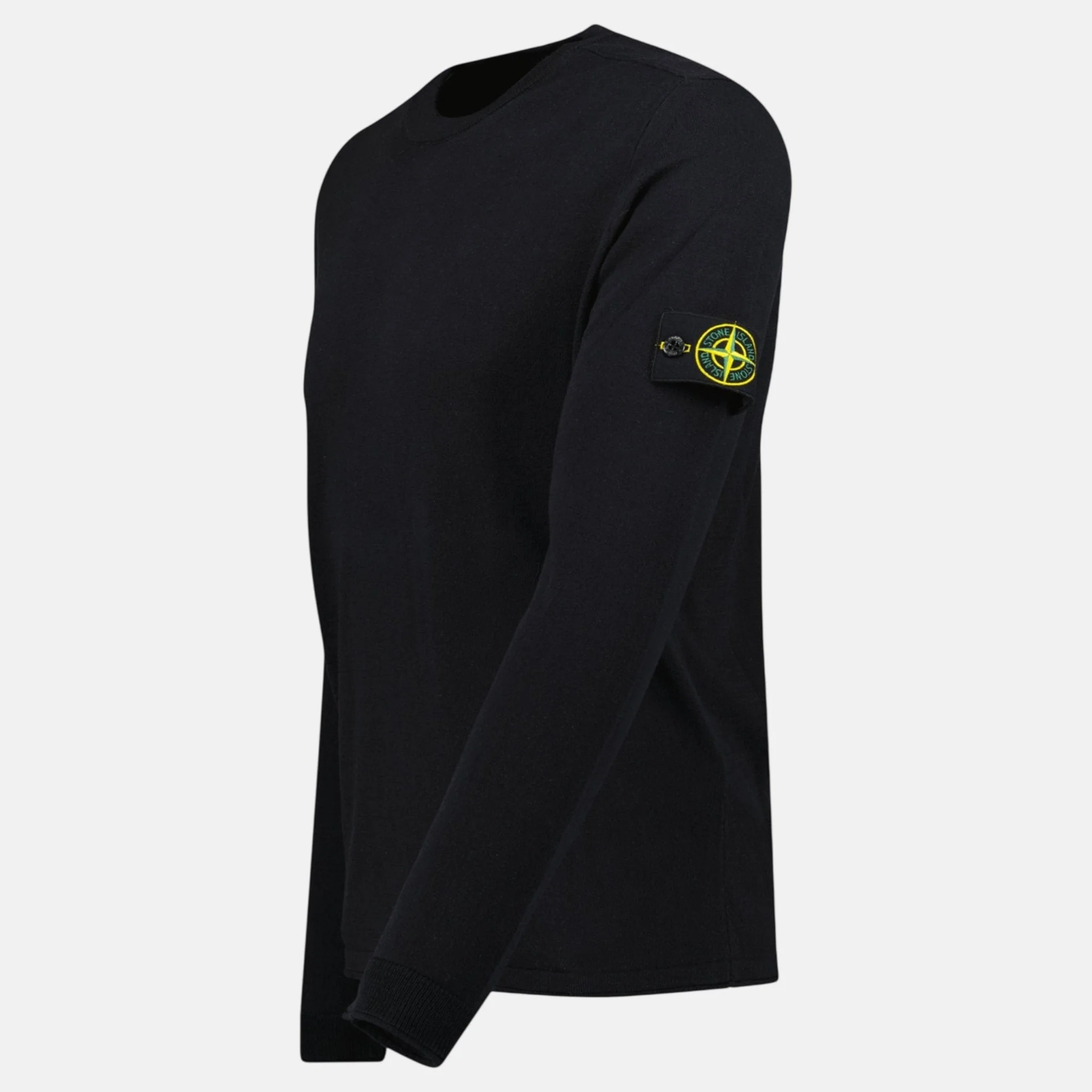 Stone Island Compass Badge Light Raw Hand Organic Cotton Jumper Navy - Image 2