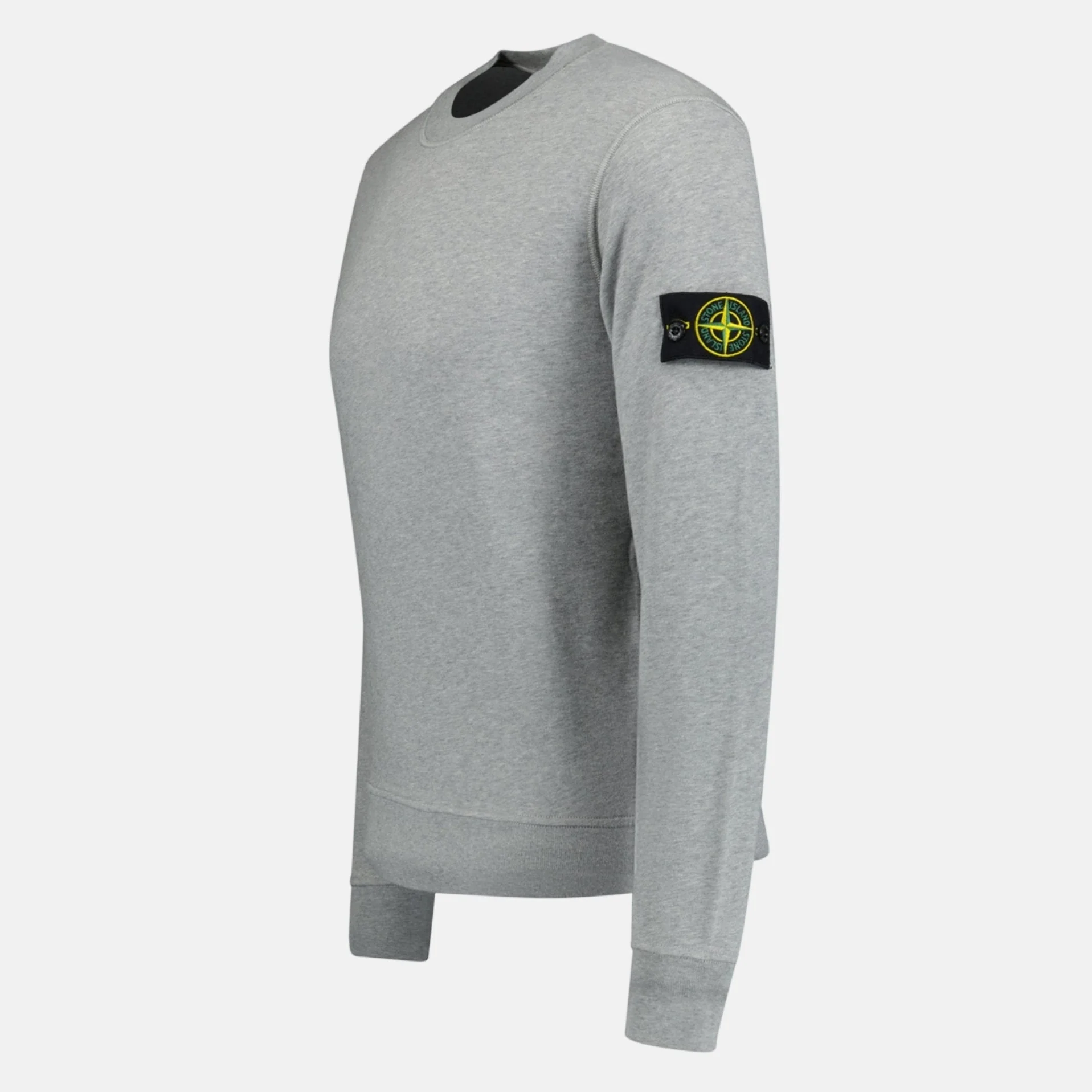 Stone Island Compass Badge Organic Cotton Crewneck Sweatshirt Grey - Image 2