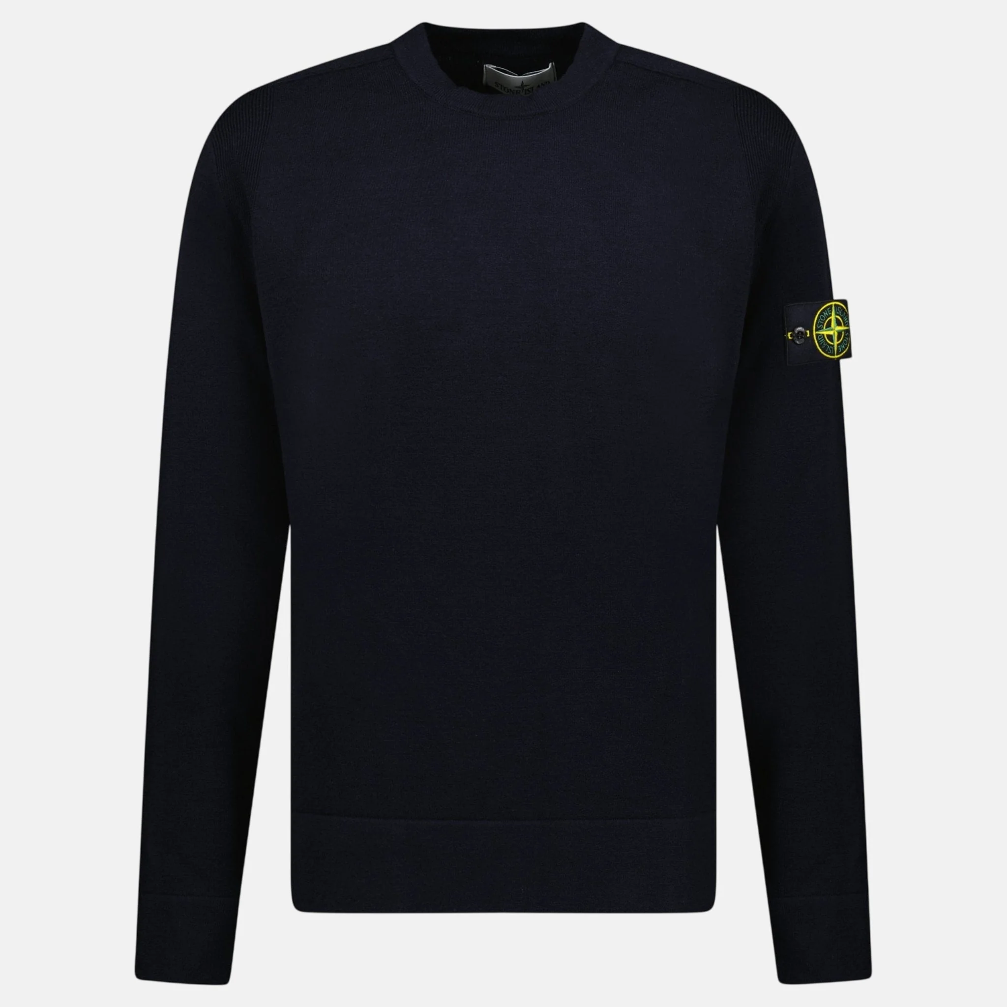 Stone Island Compass-Badge Wool Blend Jumper Navy