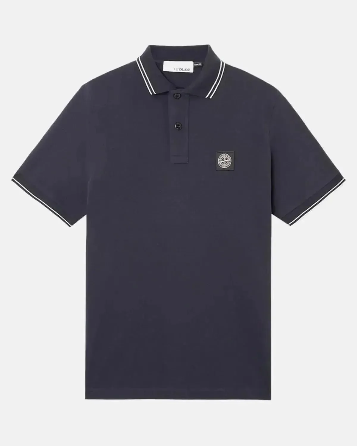 STONE ISLAND MENS 2200007 ORGANIC STRETCH COTTON TIPPED SLIM FIT POLO SHIRT NAVY - Image 4