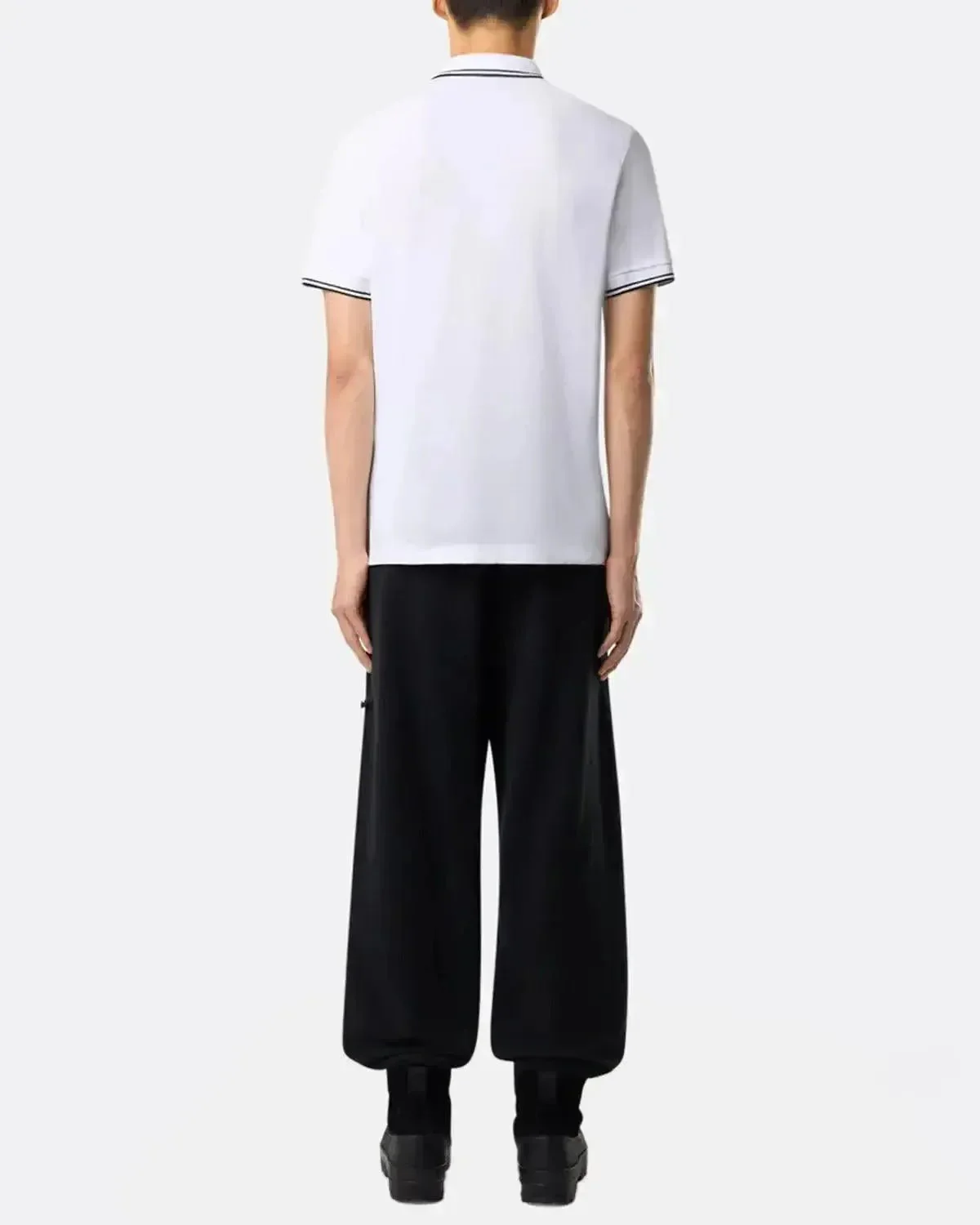 STONE ISLAND MENS 2200007 ORGANIC STRETCH COTTON TIPPED SLIM FIT POLO SHIRT WHITE - Image 3