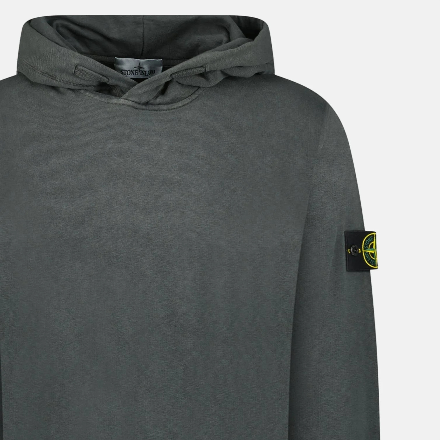 Stone Island ‘Old’ Treatment Hooded Sweatshirt Charcoal Grey - Image 2