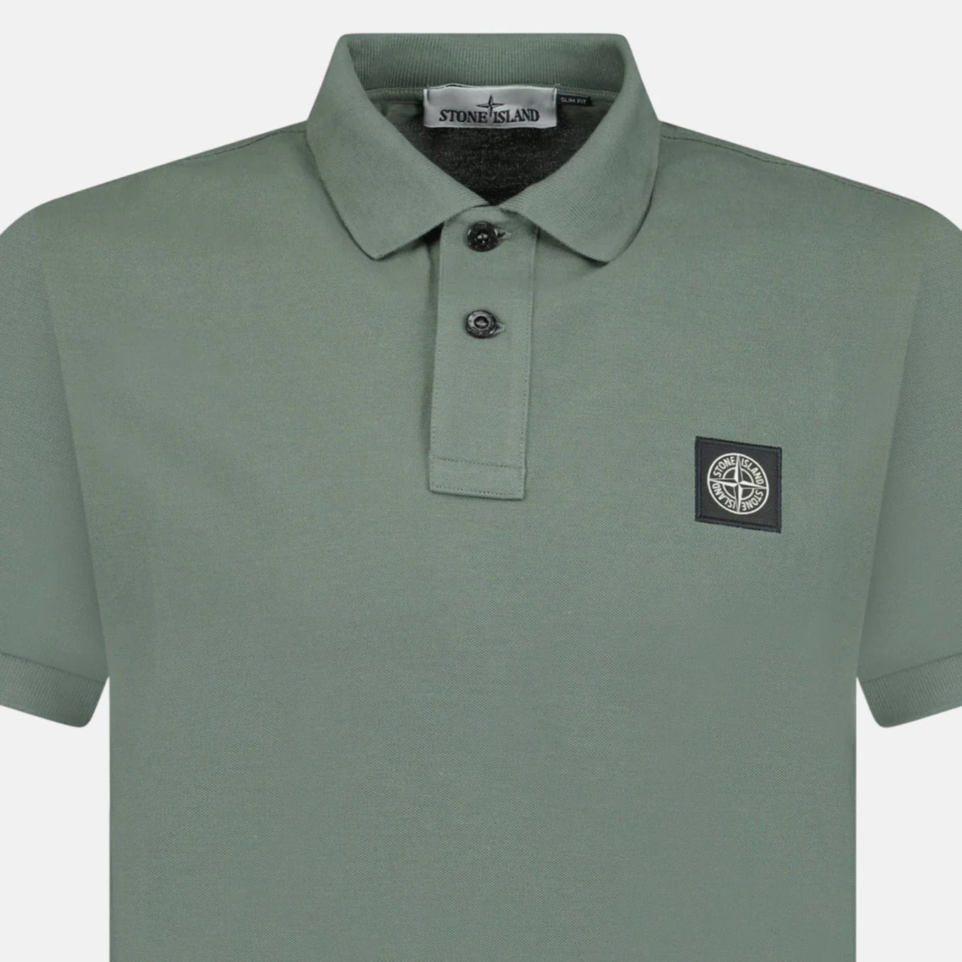 Stone Island Slim Fit Patch Polo Shirt Musk Green - Image 2