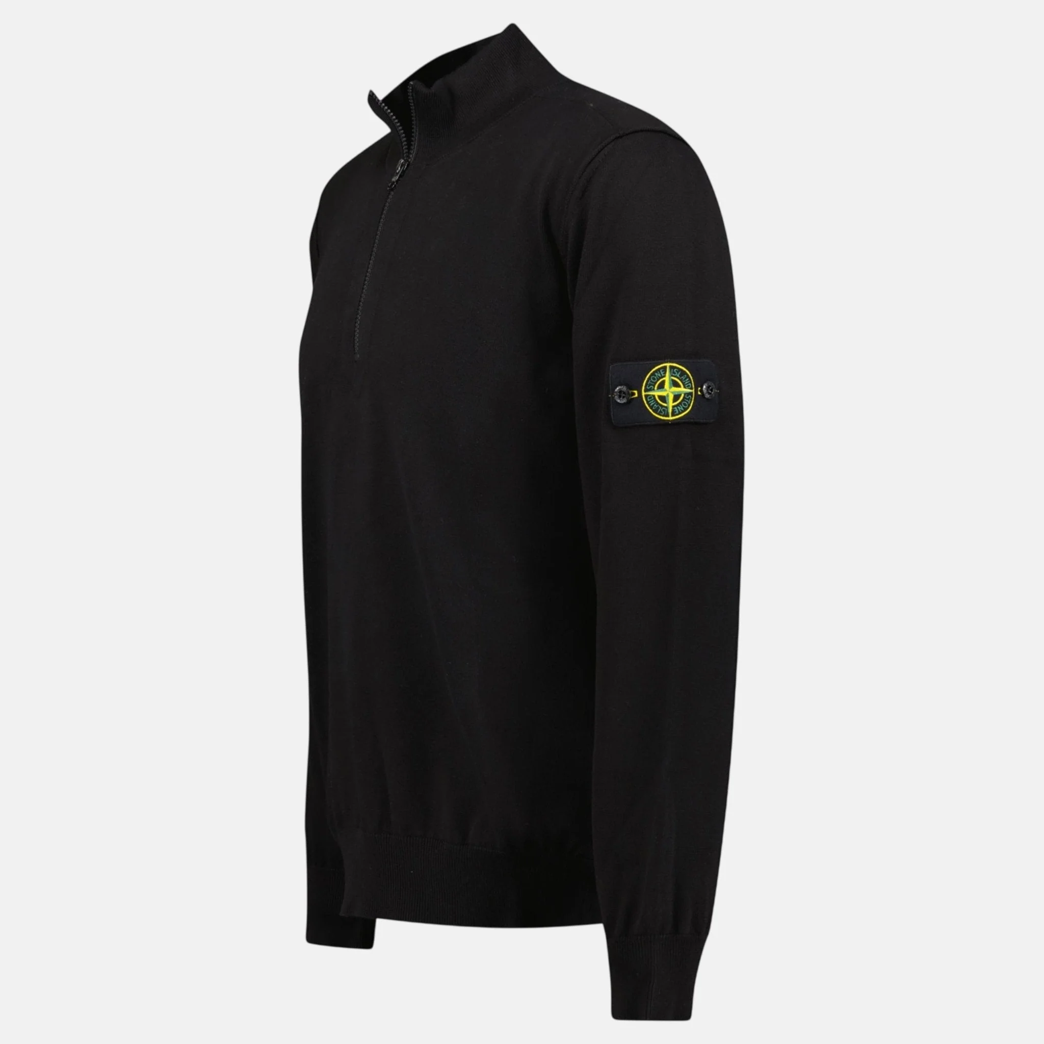 Stone Island Soft Cotton Quarter Zip Sweatshirt Black - Image 2
