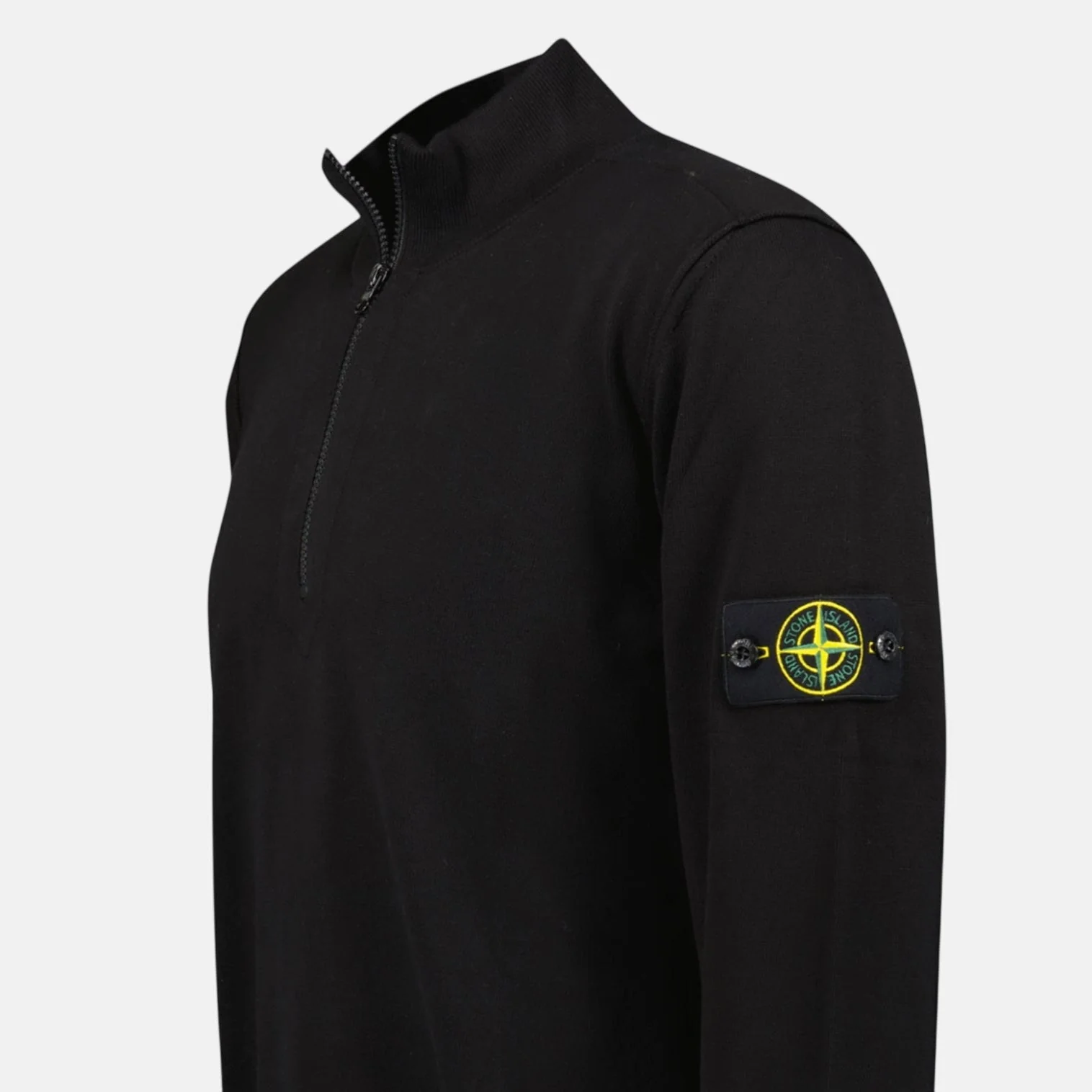 Stone Island Soft Cotton Quarter Zip Sweatshirt Black - Image 4