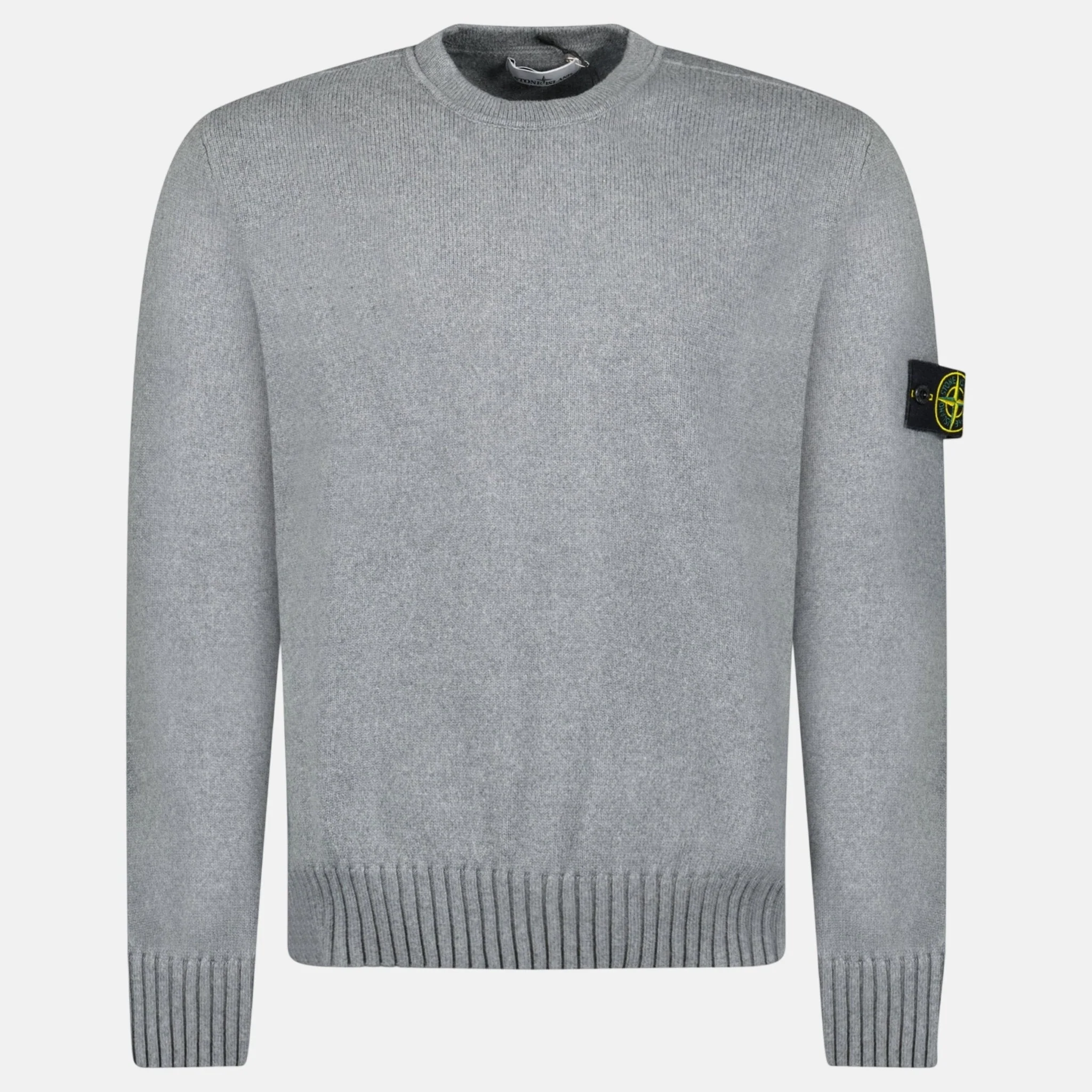 Stone Island Thick Knitted Compass-Badge Sweater Grey