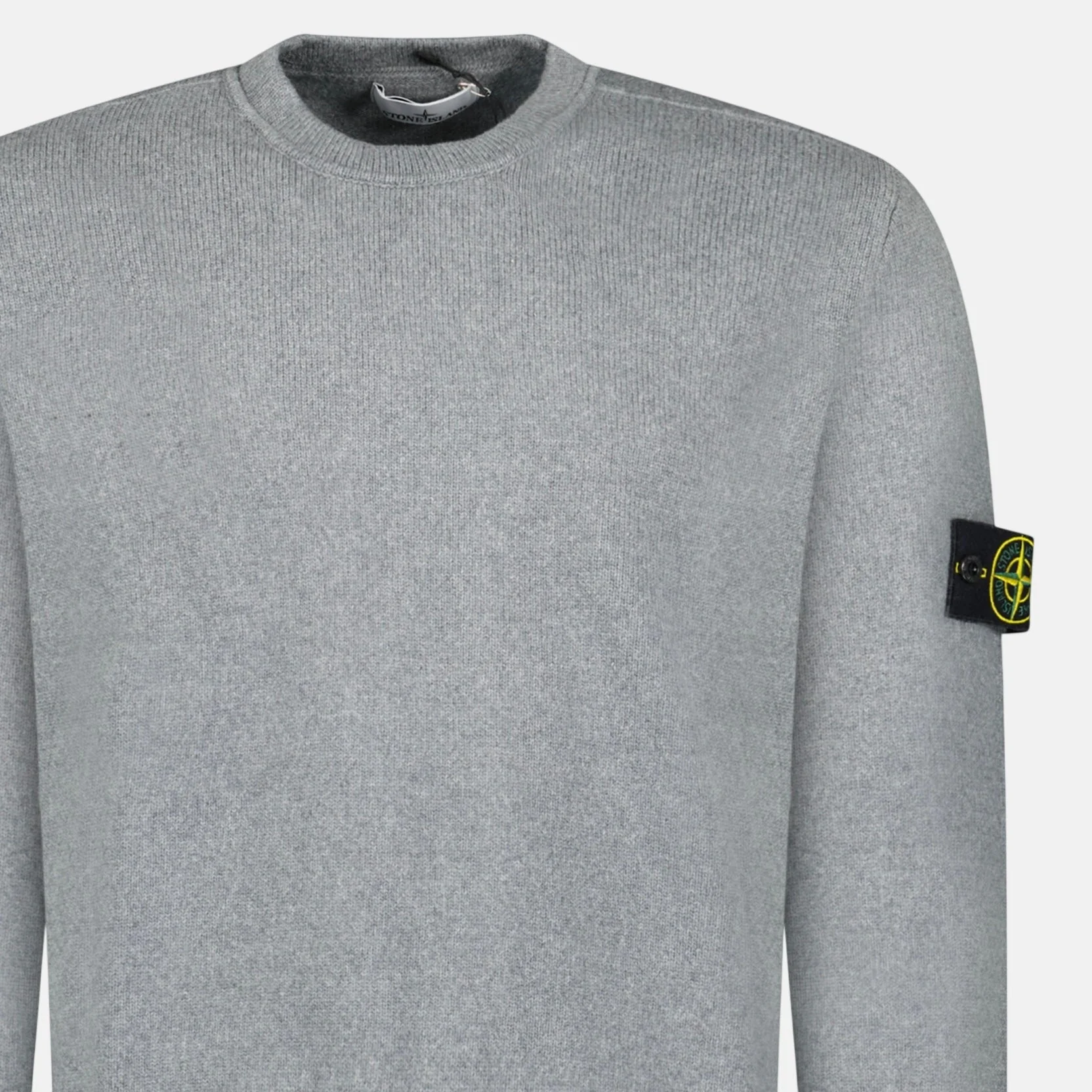 Stone Island Thick Knitted Compass-Badge Sweater Grey - Image 4