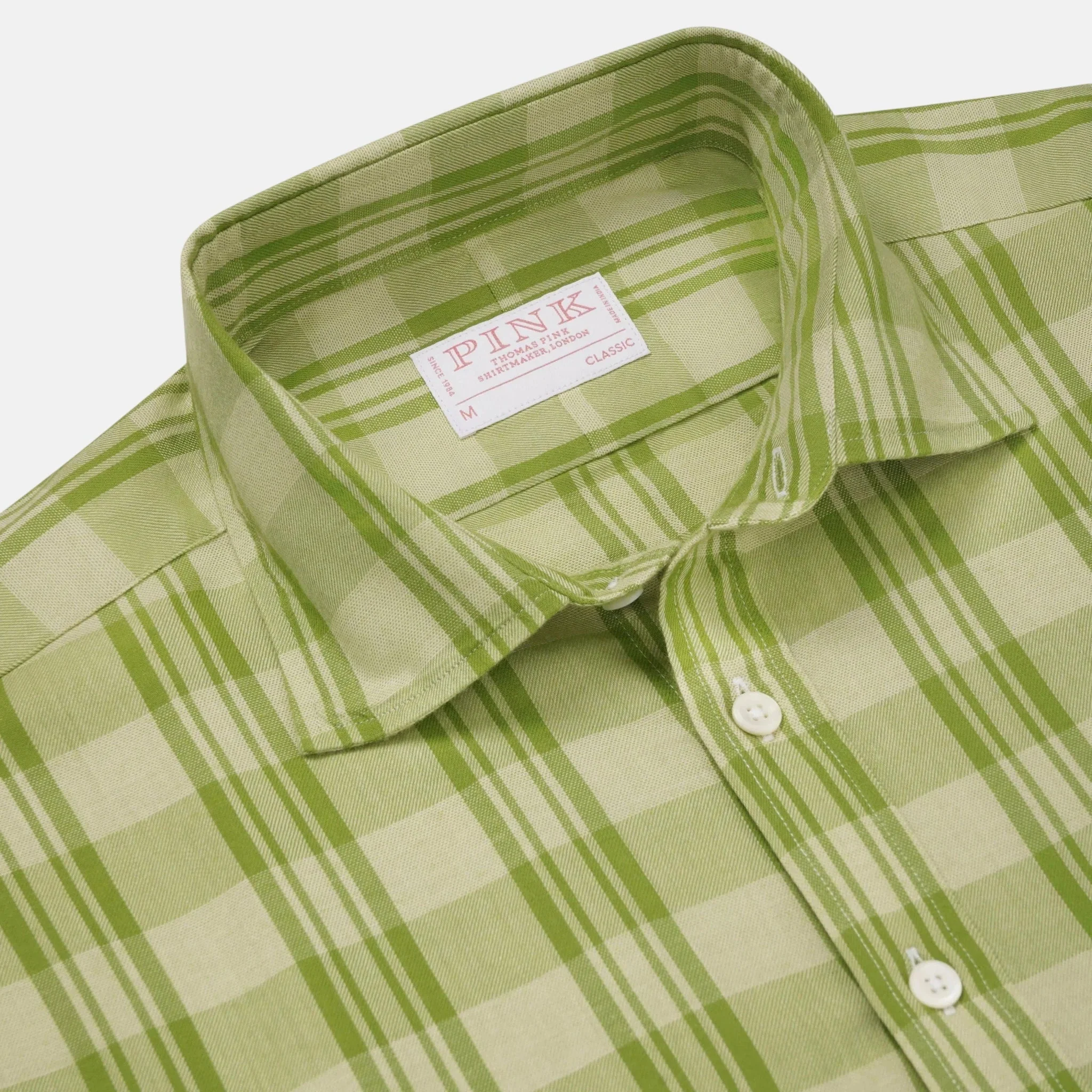 Thomas Pink Classic Fit Smart Casual Brushed Check Shirt Green - Image 2