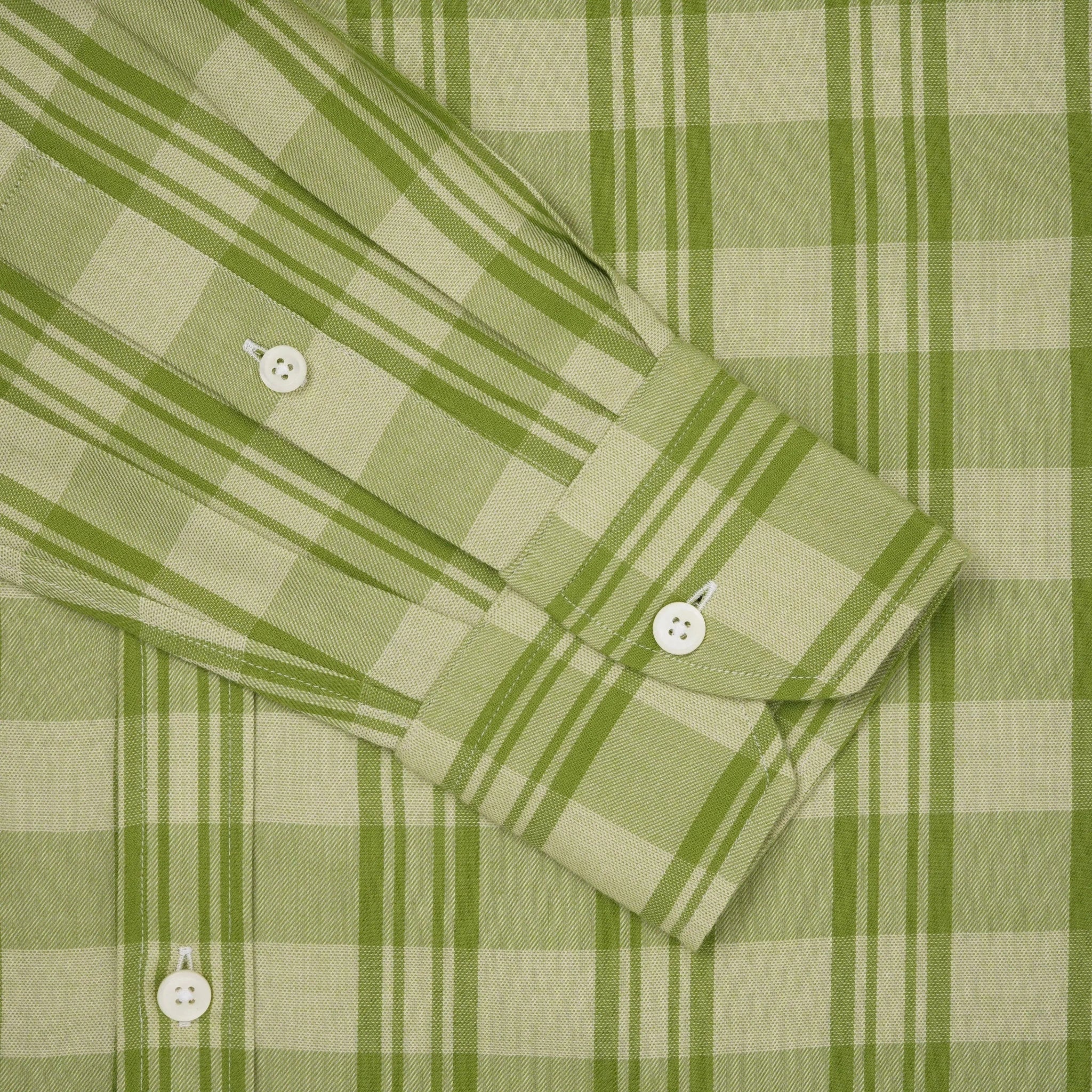 Thomas Pink Classic Fit Smart Casual Brushed Check Shirt Green - Image 3