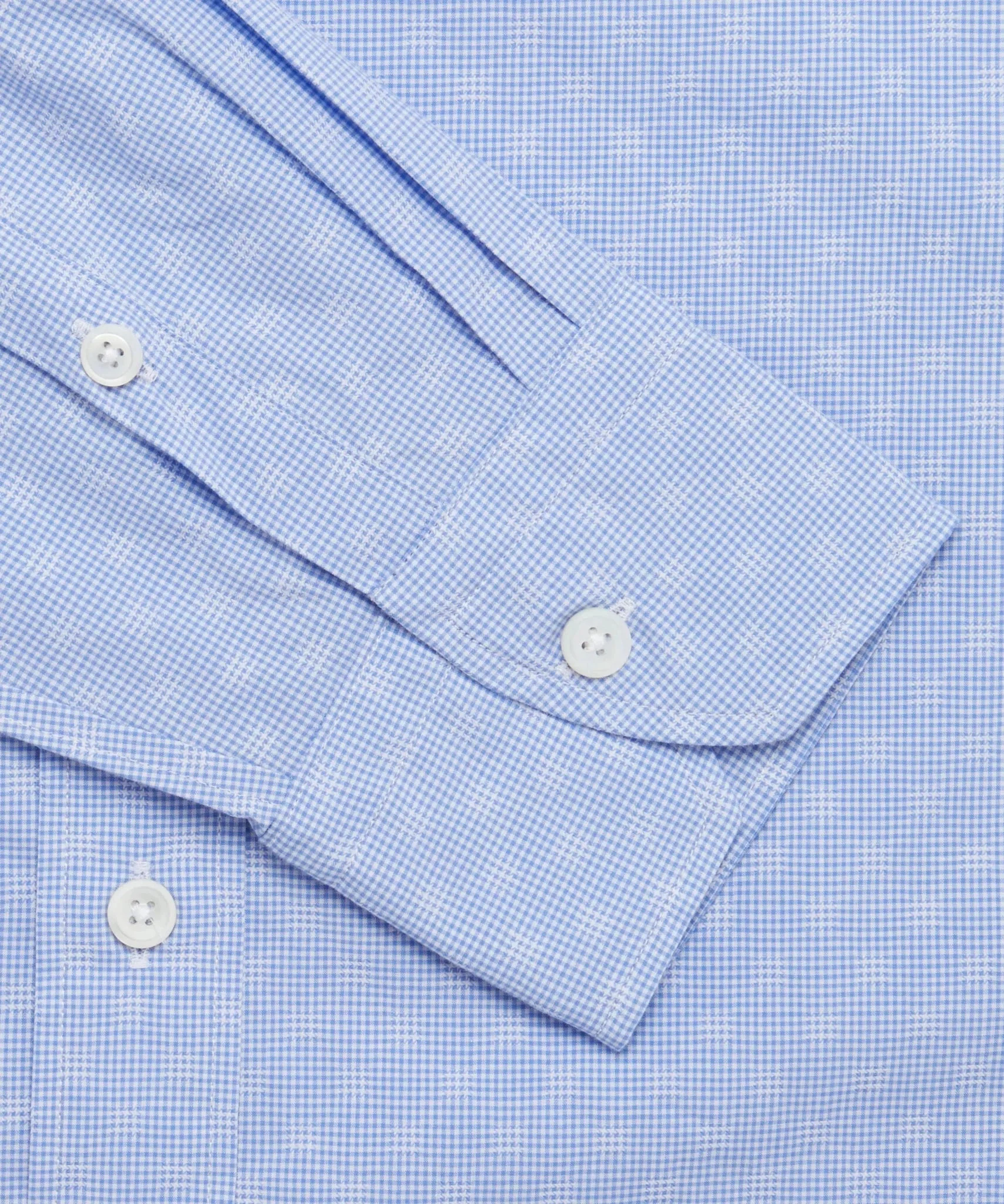 Thomas Pink Tailored Fit Smart Casual Micro Gingham Shirt Blue - Image 3