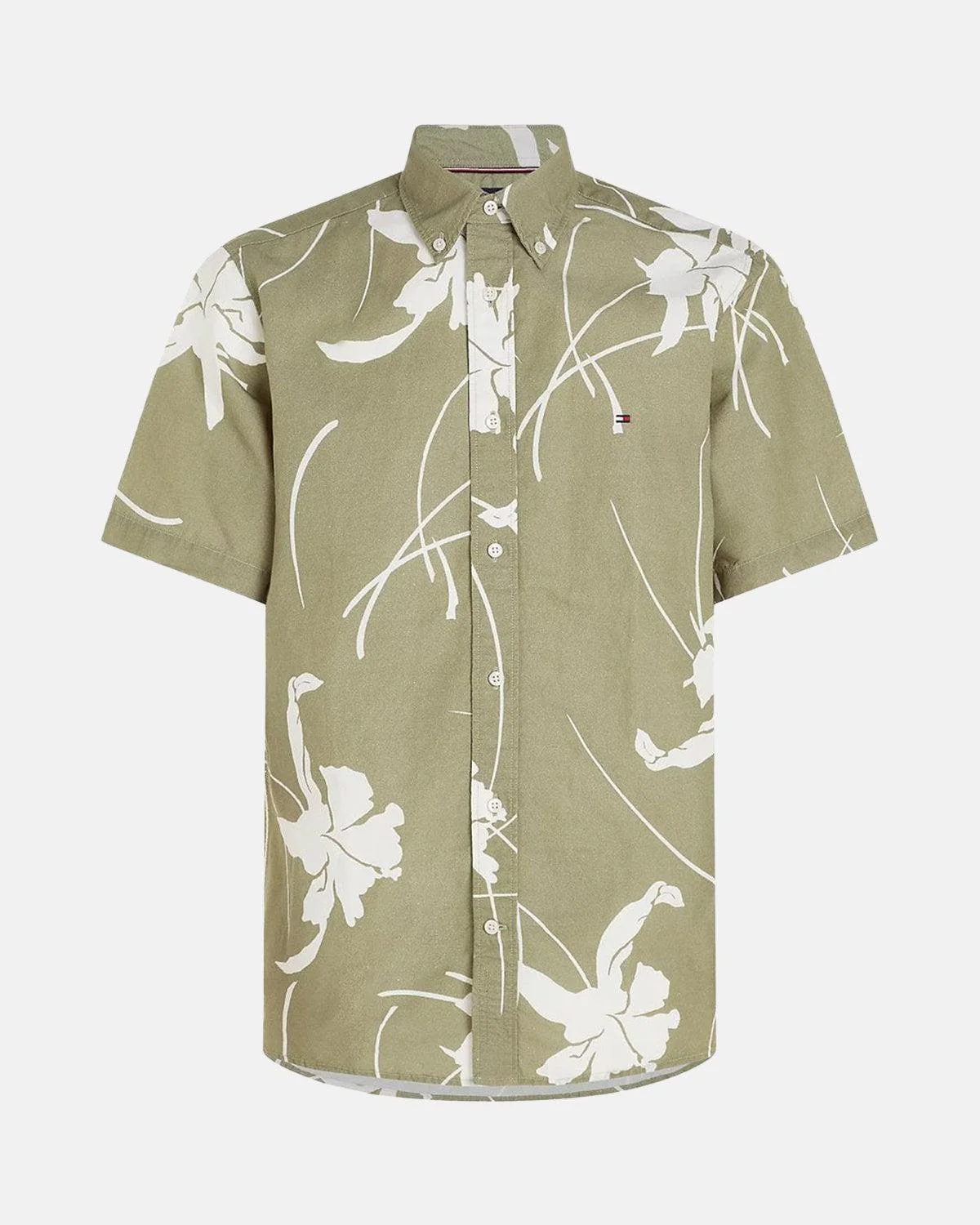 TOMMY HILFIGER TJ TROPICAL PRINT SHIRT FADED OLIVE