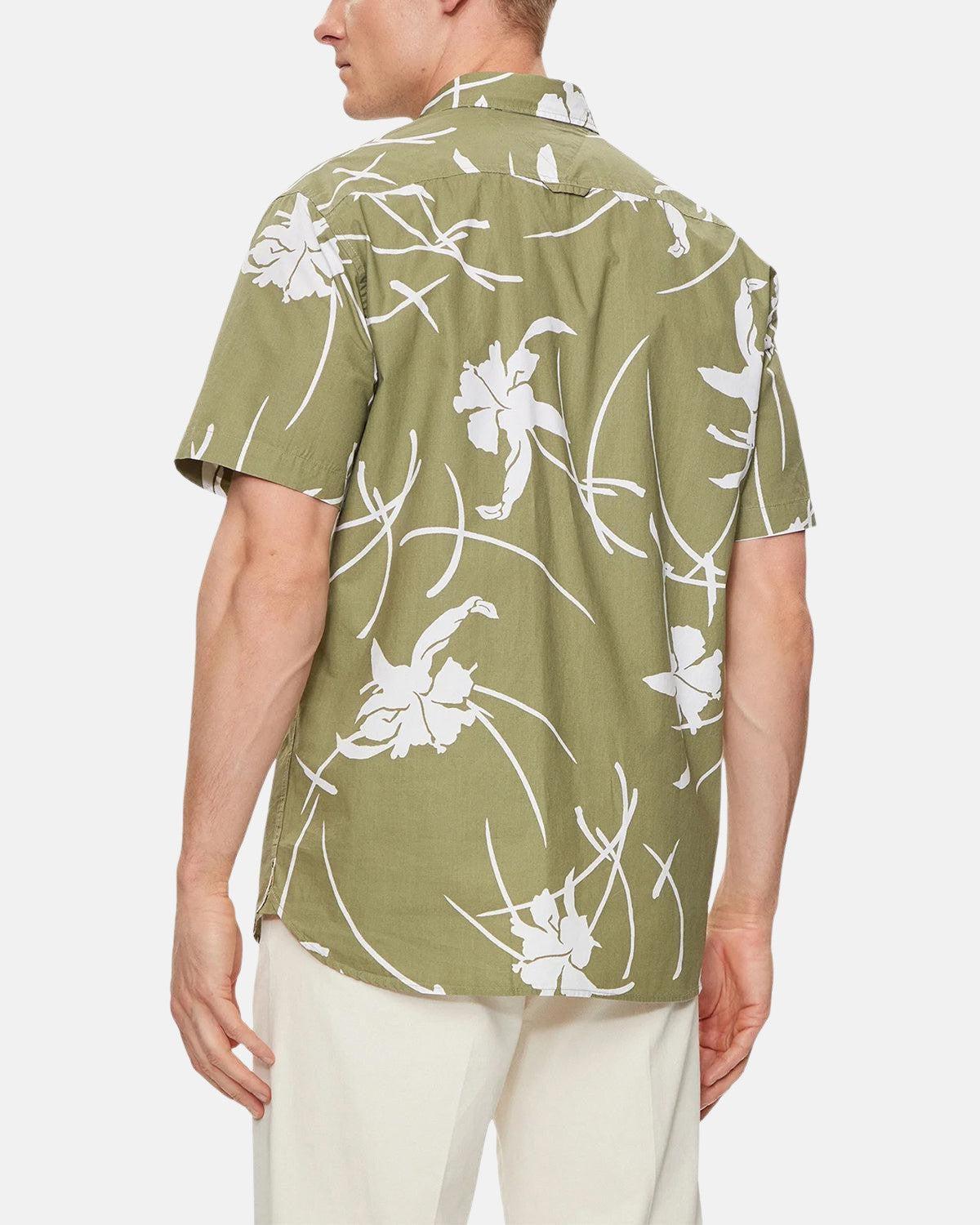 TOMMY HILFIGER TJ TROPICAL PRINT SHIRT FADED OLIVE - Image 3