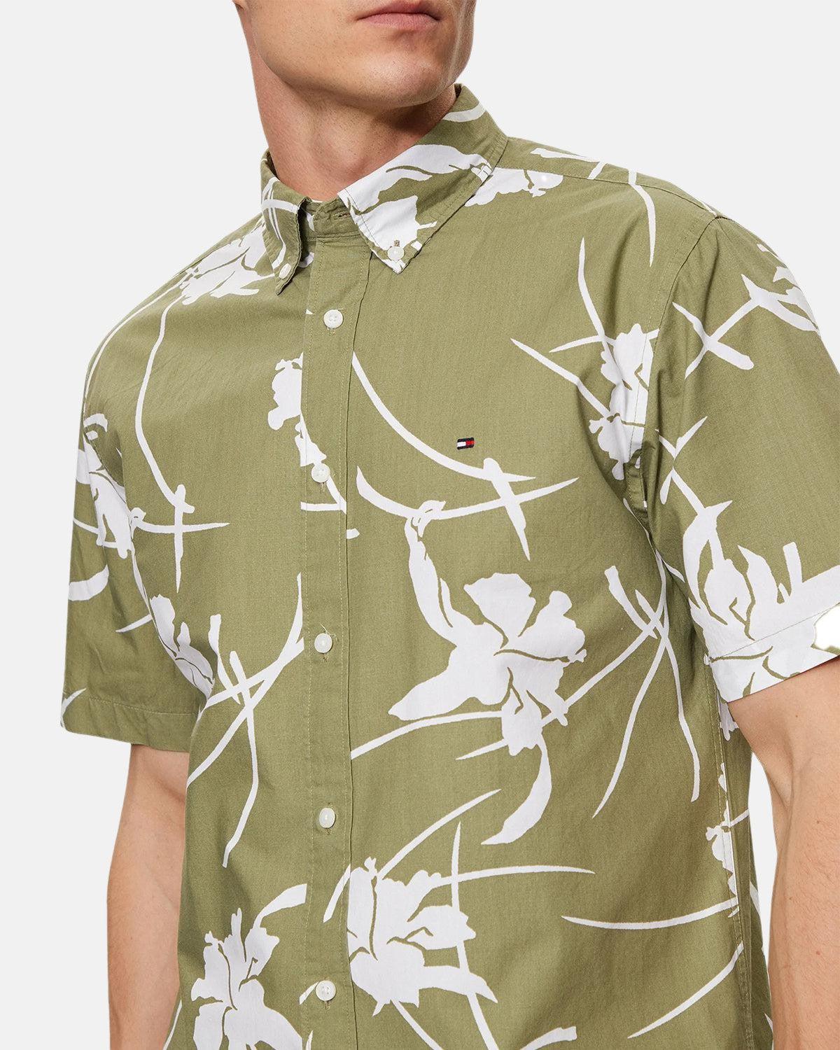 TOMMY HILFIGER TJ TROPICAL PRINT SHIRT FADED OLIVE - Image 4